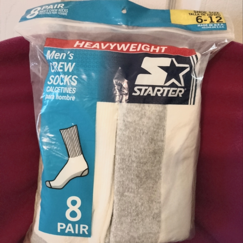 Starter Men's Crew Socks - White and Gray